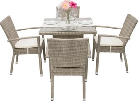 Zestaw rattanowy ogrodowy GINA 1+4 (szaro-beżowy)