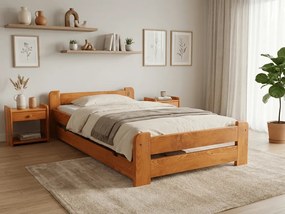 Łóżko Emily 80 x 200 cm, olcha Stelaż: Ze stelażem listwowym rolowanym elastycznym, Materac: Materac Deluxe 10 cm