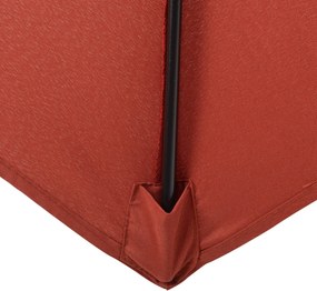 Outsunny Parasol Ø196 cm z funkcją kąta, sześciokątny parasol balkonowy dla plaży balkonu ogrodu, Bordowy