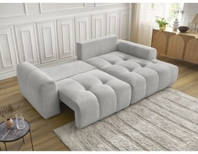 Jasnoszary rozkładany/ze schowkiem narożnik z tkaniny szenilowej (prawostronny/z szezlongiem) Roxelane – Bobochic Paris