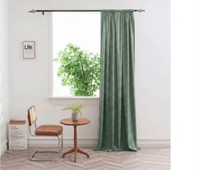 Zaciemniająca zasłona LOOM VELVET 140x250 cm, zielona Zawieszanie: Metalowe pierścienie