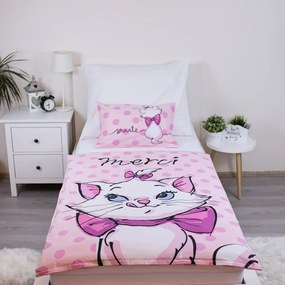Różowa bawełniana pościel dziecięca do łóżeczka 100x135 cm Marie Cat "Merci" – Jerry Fabrics