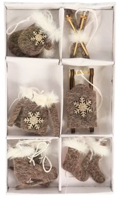 Zestaw świątecznych zawieszek dekoracyjnych CHRISTMAS SYMBOLS 6 sztuk - różne kolory