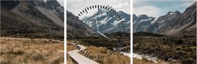 Obraz - Chodnik w dolinie góry Mt. Cook (z zegarem) (90x30 cm)