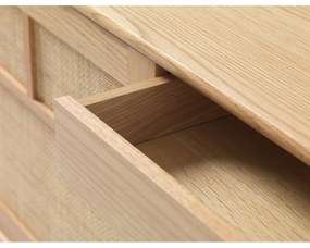 Niska komoda w dekorze dębu z drzwiami przesuwnymi w naturalnym kolorze 180x80 cm Barrali – Unique Furniture