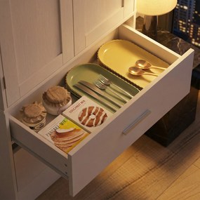 HOMCOM Szafka kuchenna 159 cm, regulowane półki, 2 szuflady, do kuchni, jadalni, płyta wiórowa, MDF, biały