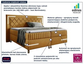 Musztardowe pikowane łóżko z LED 5 rozmiarów S4-Z72