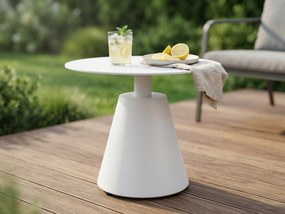 Stolik ogrodowy aluminiowy beżowy okrągły 40x40x50 cm lekki odporny taras