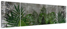 Obraz - Betonowa ściana z roślinami (170x50 cm)