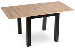 Zestaw Stół Kwadratowy Rozkładany MAX 80-160 cm Dąb Craft/Czarny i 4 Krzesła Tapicerowane CHRIS Czarne Nowoczesne