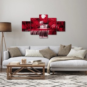 Obraz - Indonezyjskie wodospady w kolorze czerwonym (125x70 cm)