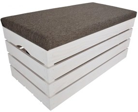Pufa kufer skrzynia drewniana sosnowa siedzisko 80cm malowana biała