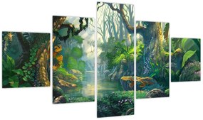 Obraz - Ilustracja lasu tropikalnego (125x70 cm)