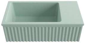 Umywalka betonowa ryflowana nablatowa / wisząca prostokątna 60 x 30 cm WELLE | różne kolory : Kolor - Miętowy, Typ montażu - nablatowa