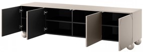 Szafka RTV Sonatia II 200 cm czterodrzwiowa na nogach kulach - kaszmir