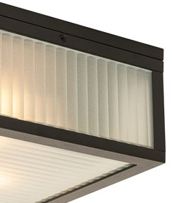 Zewnetrzna Inteligentna lampa sufitowa zewnętrzna czarna z żebrowanym szkłem z WiFi A60 - Charlois Nowoczesny Oswietlenie zewnetrzne