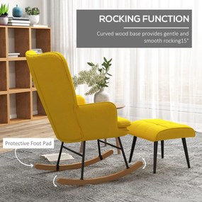 HOMCOM Fotel na biegunach Fotel z podnóżkiem Wychylenia w przód i w tył o 15 stopni Salon Sypialnia Maksymalny udźwig 130 kg Beżowy | Aosom PL