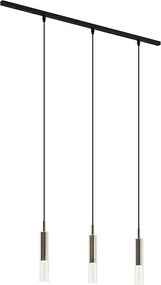 Nowoczesny system szynowy czarny z 3 lampami wiszącymi Gunmetal 1-fazowy - Slimline Loyce