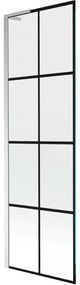 Mexen Next L parawan nawannowy 1-skrzydłowy 60 x 150 cm, czarna kratka, chrom - 895-060-000-03-77-01