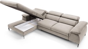 Masseno Narożnik MESTO z funkcją spania i pojemnikiem na pościel Narozniki L, Rozkładana sofa - Beżowy, VOGUE 02
