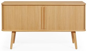 Niska komoda w dekorze dębu z drzwiami przesuwnymi 138x75 cm Rove – Woodman