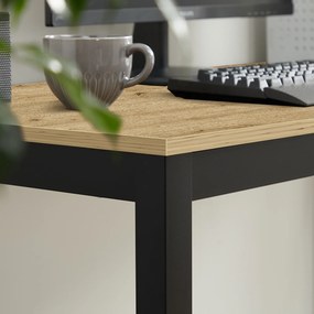 Biurko-stół 2w1 Faro 120x60 cm, dąb artisan, czarne metalowe nogi