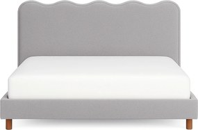 Łóżko Tapicerowane 160x200 cm IZMIR ze Stelażem Dwuosobowe Boucle Szare