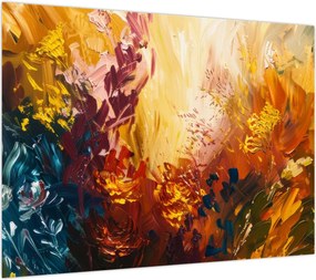 Obraz na szkle - Abstrakcyjny obraz kwiatów (70x50 cm)