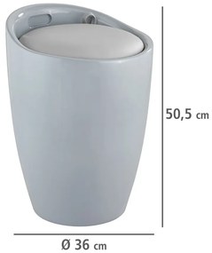 Pufa CANDY GREY - kosz na pranie, 2w1, WENKO