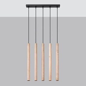 Lampa wisząca PASTELO 5L drewniana