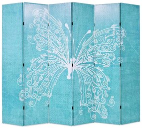 Niebieski parawan wewnętrzny z motylem - Lanard 3X 228 x 170 cm