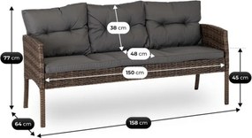 Zestaw Mebli Ogrodowych ATLANTA Brązowy Sofa Pufy Stolik Tarasowy Technorattan Nowoczesny