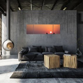 Obraz kajakarzy o zachodzie słońca (170x50 cm)