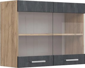 Szklana szafka kuchenna czarny beton 80x31x60 r-line