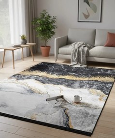 Czarno-szary dywan do salonu glamour H5-M47