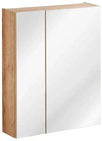 Podwieszana szafka łazienkowa z lustrem - Lunios 5X Dąb 60 cm