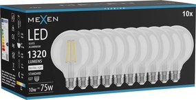 Mexen Vintis 10x żarówka filament LED E27, G95, 10W, Neutralna - 4000K, 1320 lm, clear - L157-E27-1040-00x10