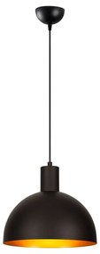 Czarna/w kolorze złota lampa wisząca z metalowym kloszem ø 30 cm Bakh – Opviq lights