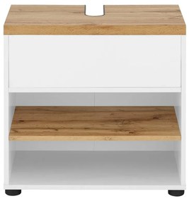 Biała szafka pod umywalkę w dekorze dębu 60x57 cm Thessa – Støraa