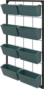 Outsunny Stolik na kwiaty z 8 skrzynkami do sadzenia, stosowalny, odporny na warunki atmosferyczne, 52,5 x 14 x 90 cm, Szary + Czarny