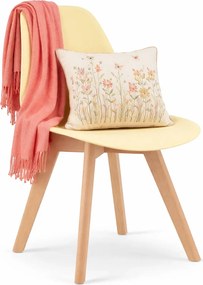 Kremowe krzesło skandynawskie z drewnianymi nogami C6-B06