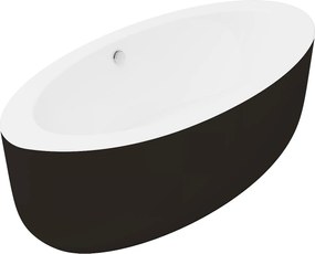 Wanna wolnostojąca owalna - 251 L - 185 x 90 x 58 cm - czarna - akrylowa - MARMATI