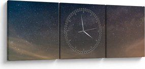 Obraz nocnego nieba (z zegarem) (90x30 cm)
