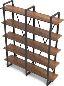 Nowoczesny regał przemysłowy – 154,8 x 180 x 34 cm – kolor orzechowy – płyta wiórowa pokryta melaminą