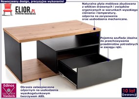 Nowoczesna prostokątna ława z szufladą dąb wotan - Brevir