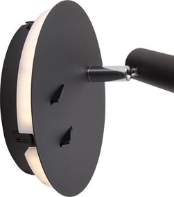 Nowoczesna czarna lampa ścienna z diodą LED i USB-C - Croft