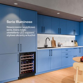 Klarstein Illuminosa 59.5cm 46 Butelek Winiarka Podblatowa Dwustrefowa Czarny