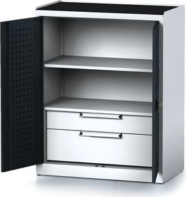 Szafa warsztatowa MECHANIC, 1170 x 920 x 500 mm, 1 półki, 2 szuflady, grafitowe drzwi