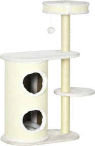 PawHut Drapak dla Kota z Łóżkiem i Zabawką Kremowy Komfort i Zabawa dla Twojego Pupila | Aosom PL