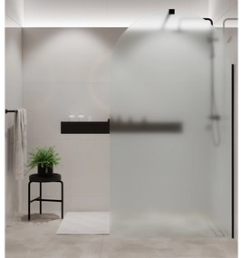 Ścianka prysznicowa Walki-in szkło satynowe matowe półokrągła 8mm MOLIS Satin Oval MASSI | Różne rozmiary : Kolor profili kabiny - złoty, Szerokość ścianki - 80 cm, Typ montażu - WALK in FIX (Do ściany)